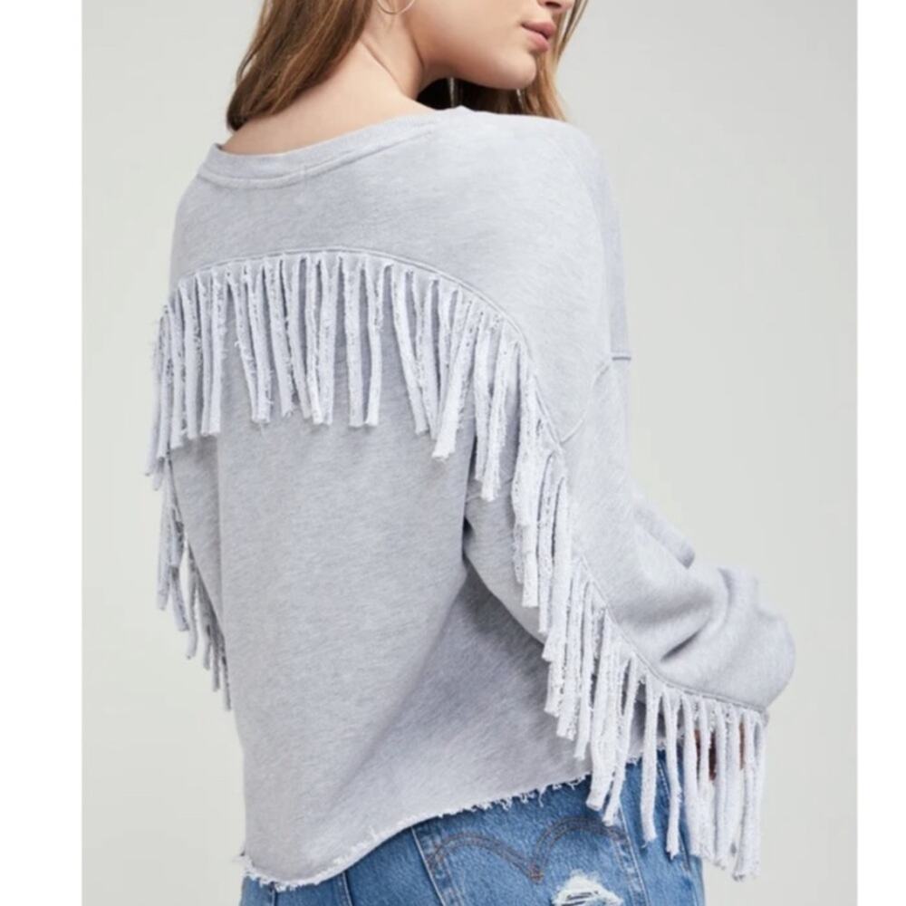 NWT Wildfox Ophelia raw fringe detail cut off sweatshirt - Picture 4 of 13